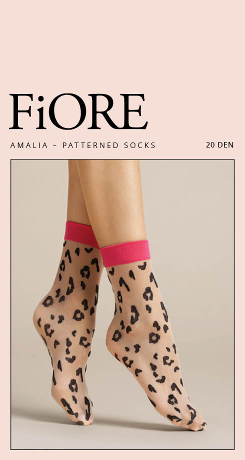 Fiore Amalia Statement Socks 20 den Damen Feinstrümpfe Nylons Muster Haut Pink - Kipamo