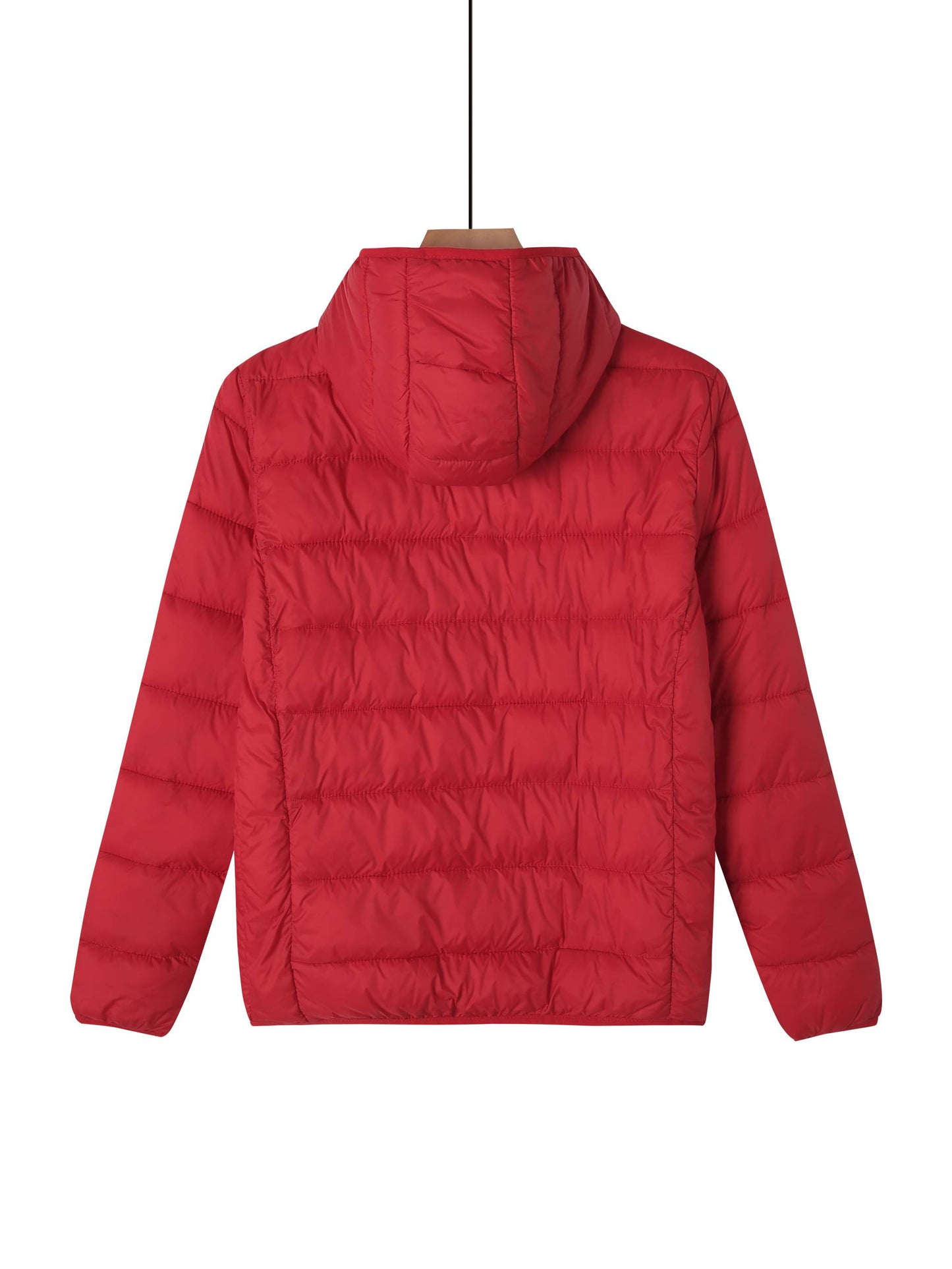 Kinder Gesteppte Übergangsjacke Kapuze Taschen, Red, 110-164 - Kipamo