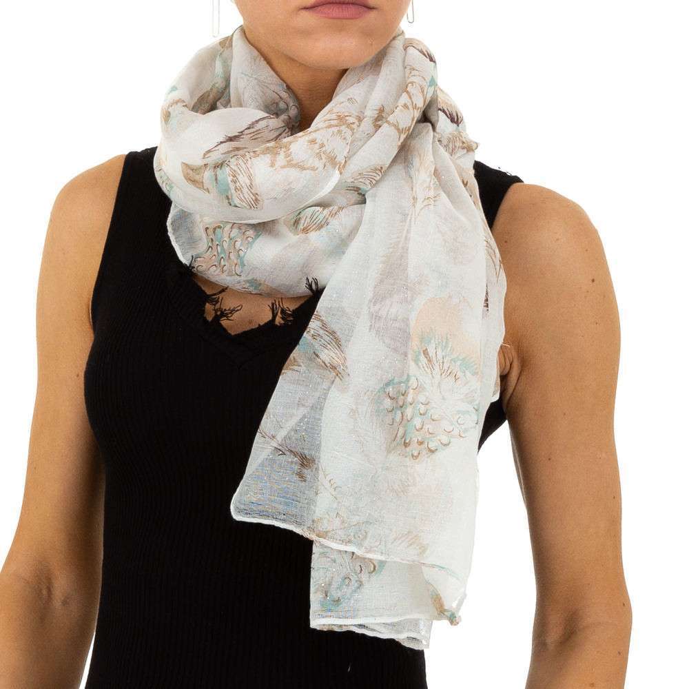 Seidiges Halstuch Tuch mit Print Federn Vogelfedern Braun Khaki
