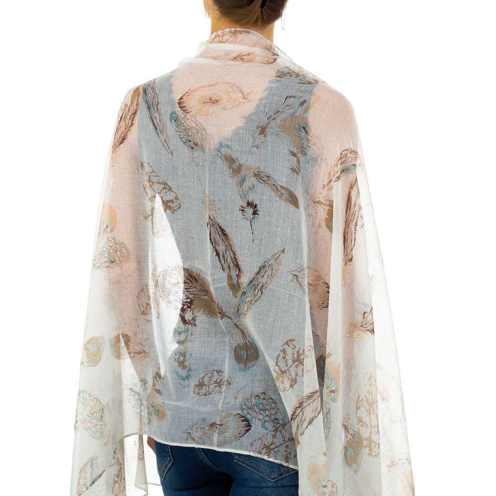 Seidiges Halstuch Tuch mit Print Federn Vogelfedern Braun Khaki