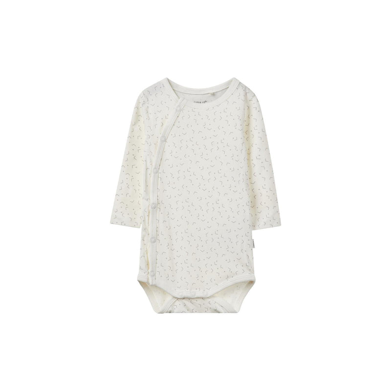 Name It Baby Wickelbody nameit Strampler Langarm Snow White Weiß Bio Unisex Größen 50 - 74