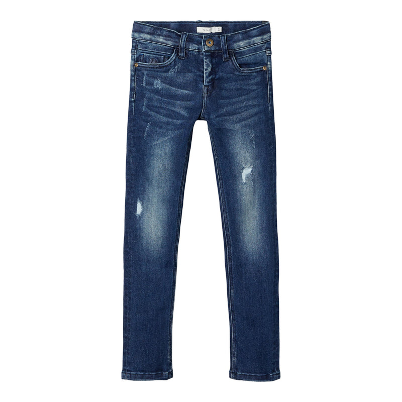 Name It Extra Slim Fit Jeans nameit Unisex Stretch Dark Blue Denim verstellbarer Bund