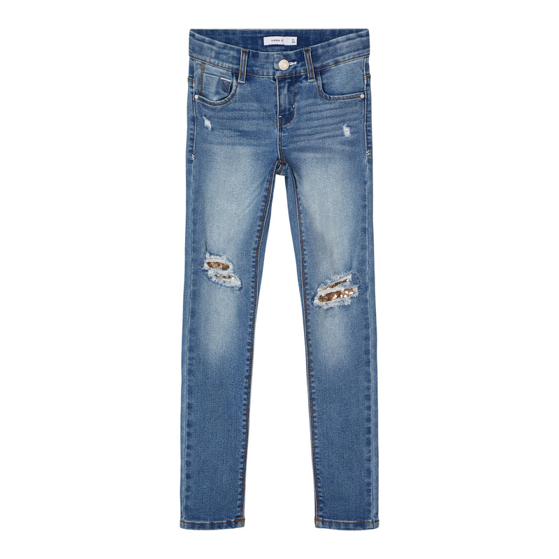 Name It Jeans Mädchen Stretch nameit Blau Trashlook Blue Denim Verstellbarer Bund