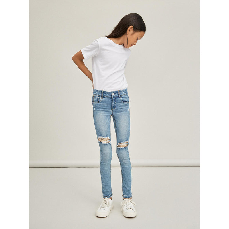 Name It Jeans Mädchen Stretch nameit Blau Trashlook Blue Denim Verstellbarer Bund