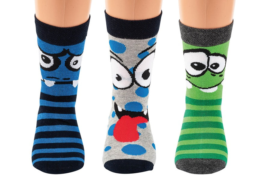 Socken Strumpf 3 Paar Kinder Unisex lustige Gesichter Motive Mädchen Jungen