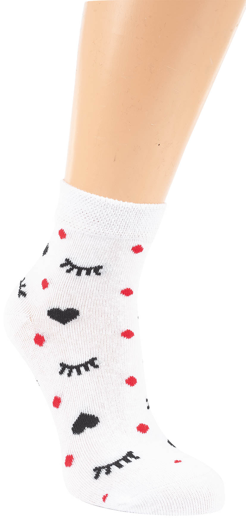 3 Paar Kurzstrumpf Socken Weiß Herz Muster Ringel 23-26 27-30 31-34 35-38 - Kipamo