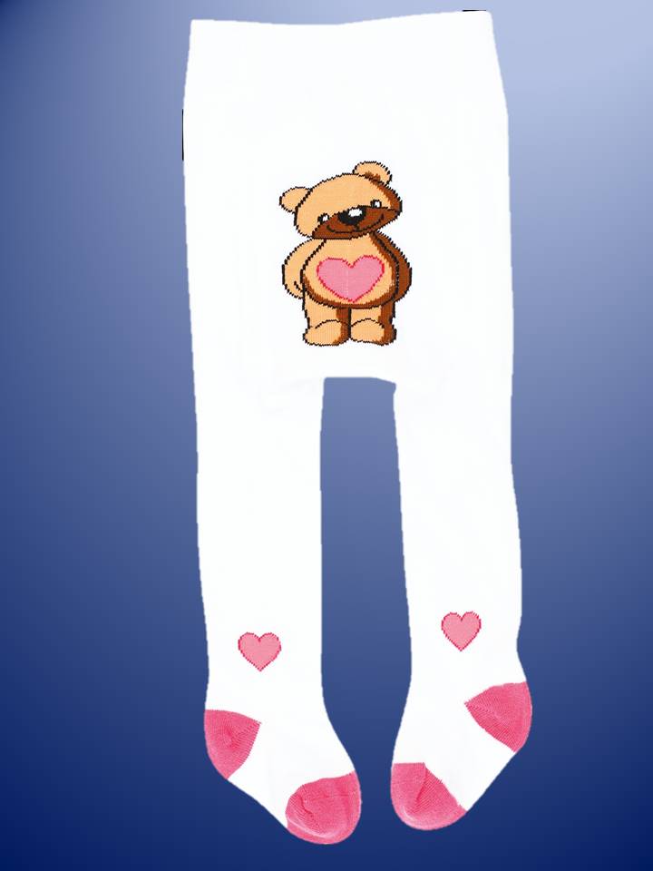 Strumpfhose Baby Kleinkinder Bären Motiv Größe 62/68 Weiß Blau Pink Baumwolle