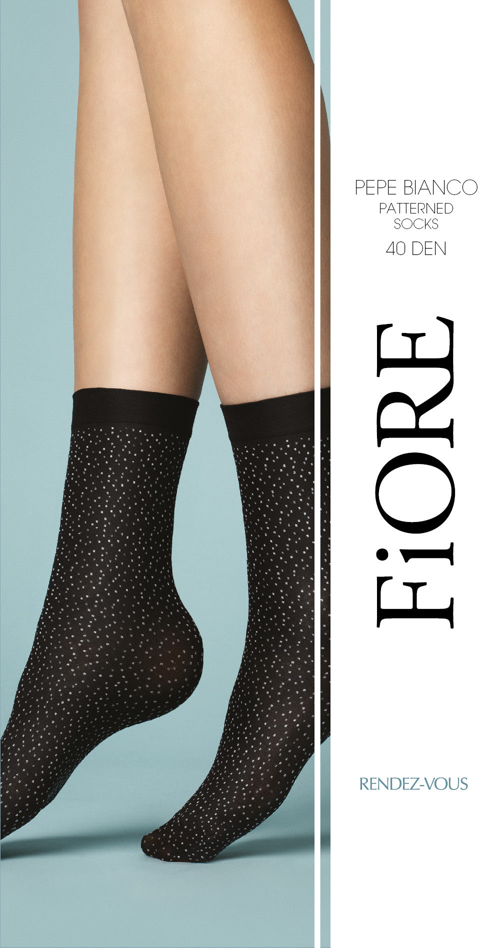 Fiore Pepe Bianco Statement Socks 40 den Feinstrümpfe Nylon Socke Schwarz Punkte - Kipamo