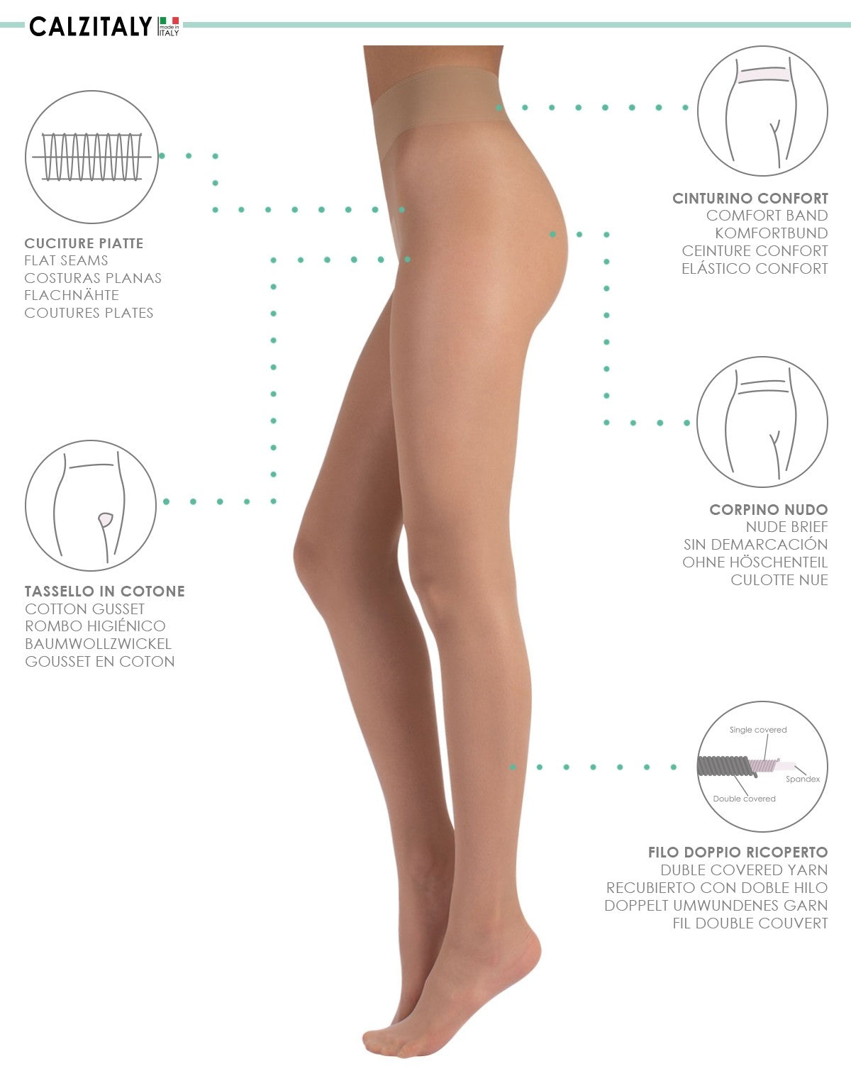 Calzitaly Nude Tights 40DEN - Kipamo