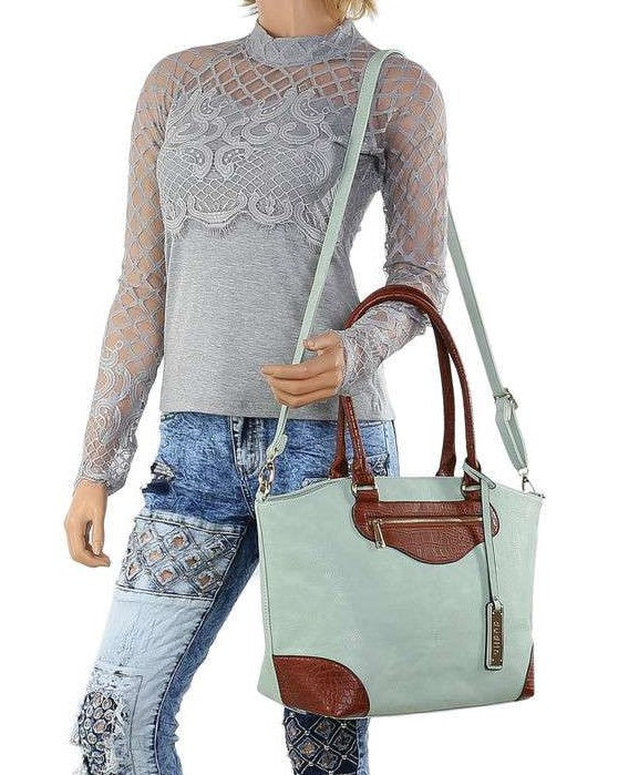 Shopper Handtasche Dudlin Grün Braun