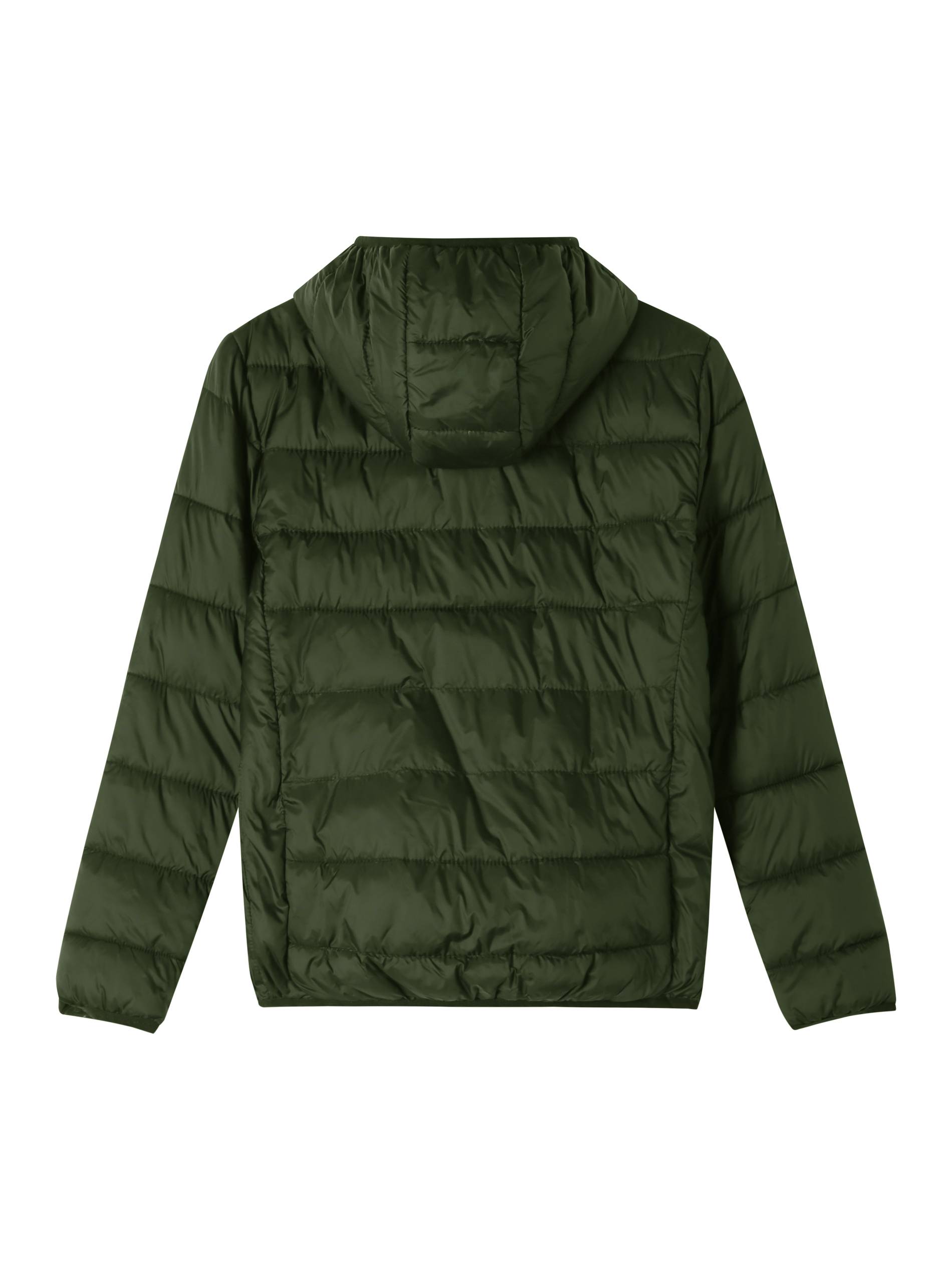 Kinder Gesteppte Übergangsjacke Kapuze Taschen, Dark Green, 110-164 - Kipamo
