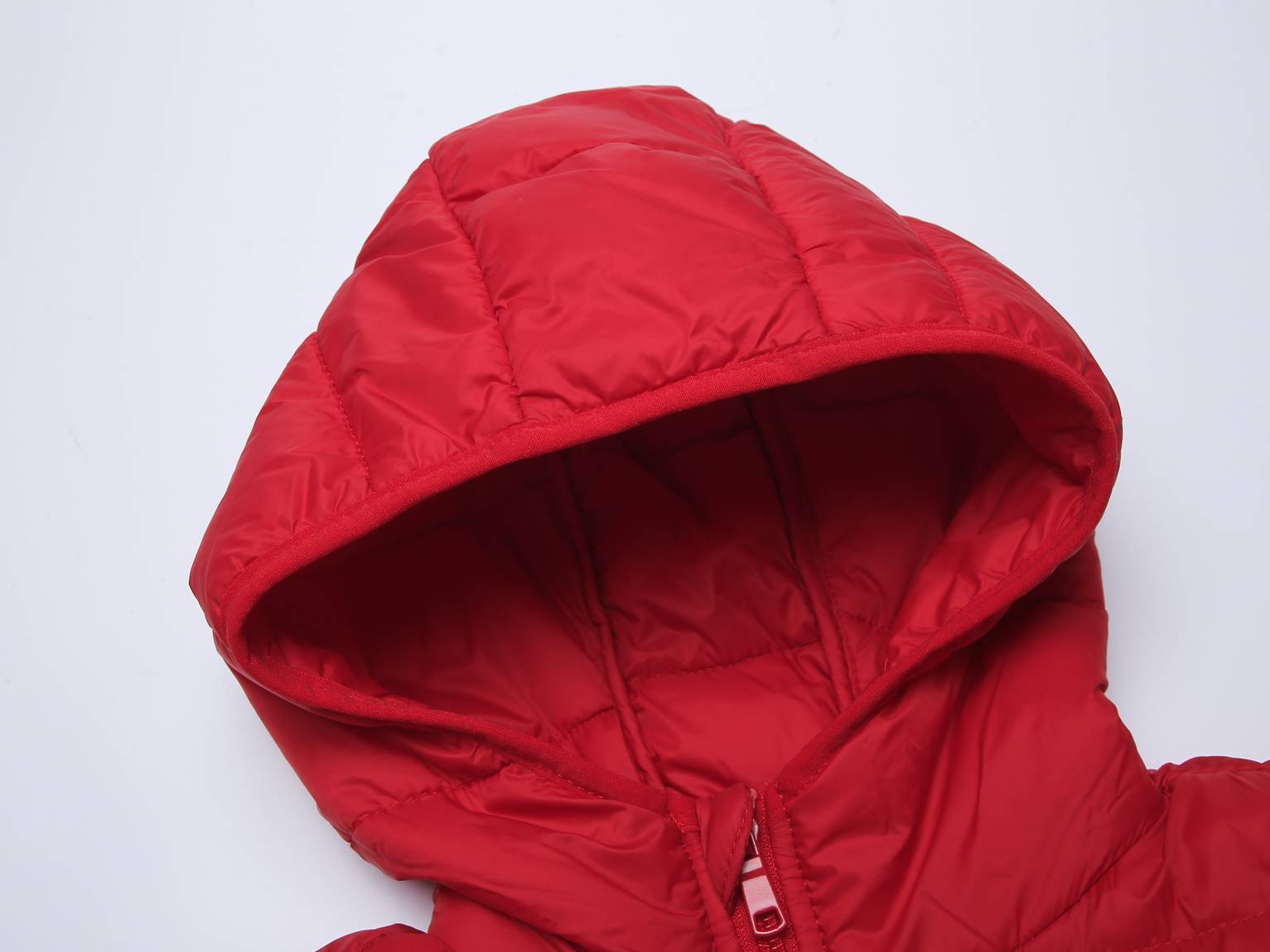 Kinder Gesteppte Übergangsjacke Kapuze Taschen, Red, 110-164 - Kipamo