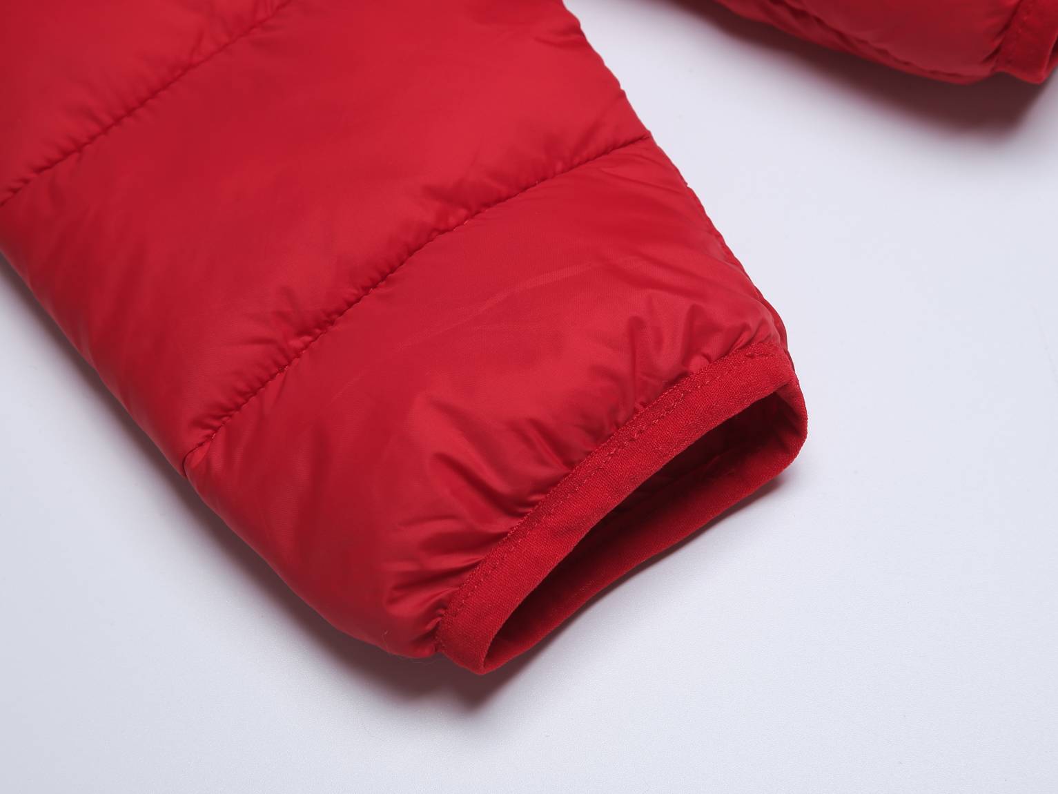 Kinder Gesteppte Übergangsjacke Kapuze Taschen, Red, 110-164 - Kipamo