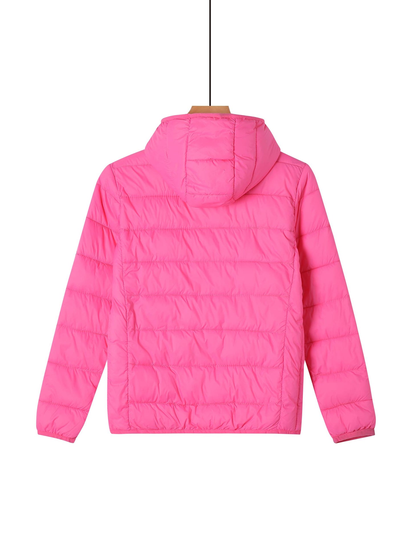 Kinder Gesteppte Übergangsjacke Kapuze Taschen, Rose, 110-164 - Kipamo