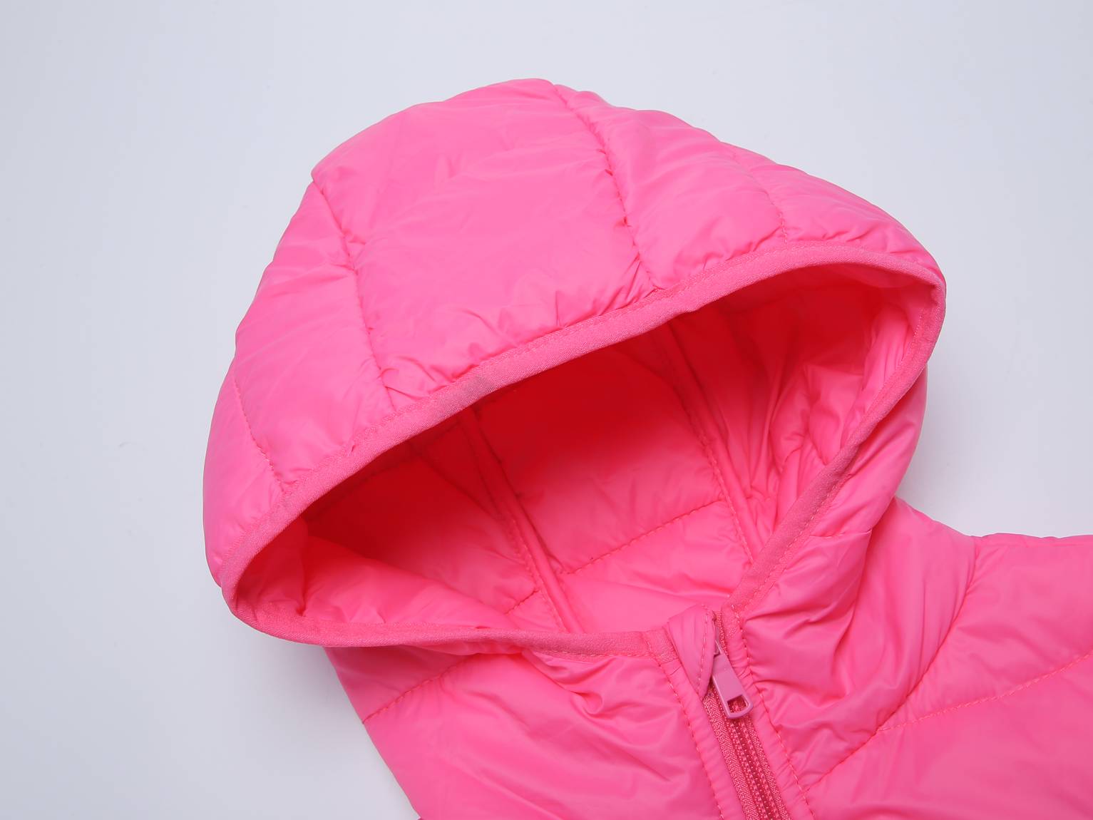 Kinder Gesteppte Übergangsjacke Kapuze Taschen, Rose, 110-164 - Kipamo
