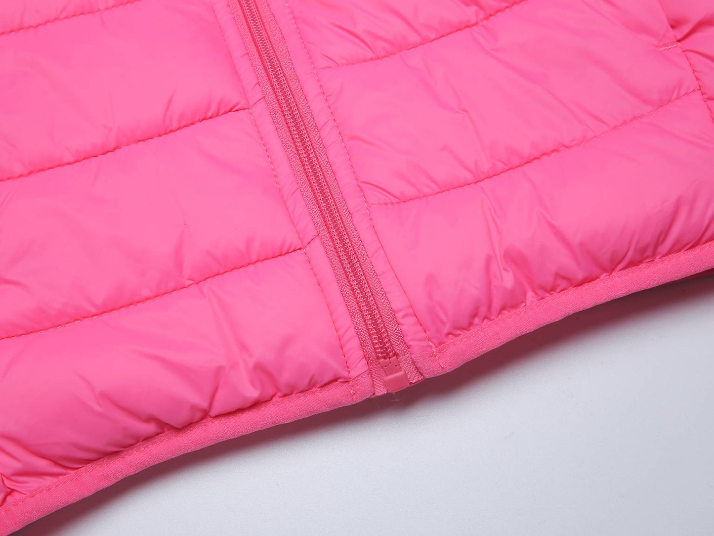 Kinder Gesteppte Übergangsjacke Kapuze Taschen, Rose, 110-164 - Kipamo