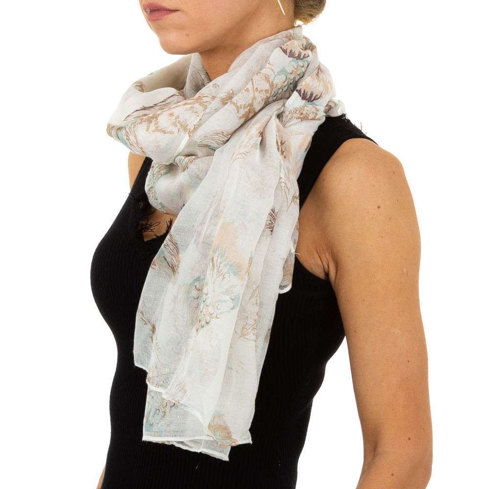 Seidiges Halstuch Tuch mit Print Federn Vogelfedern Braun Khaki