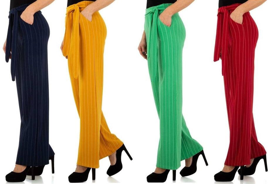 Marlene Stil Hose Damen Mode Trend Streifen Rot Größen 36-42 - Kipamo