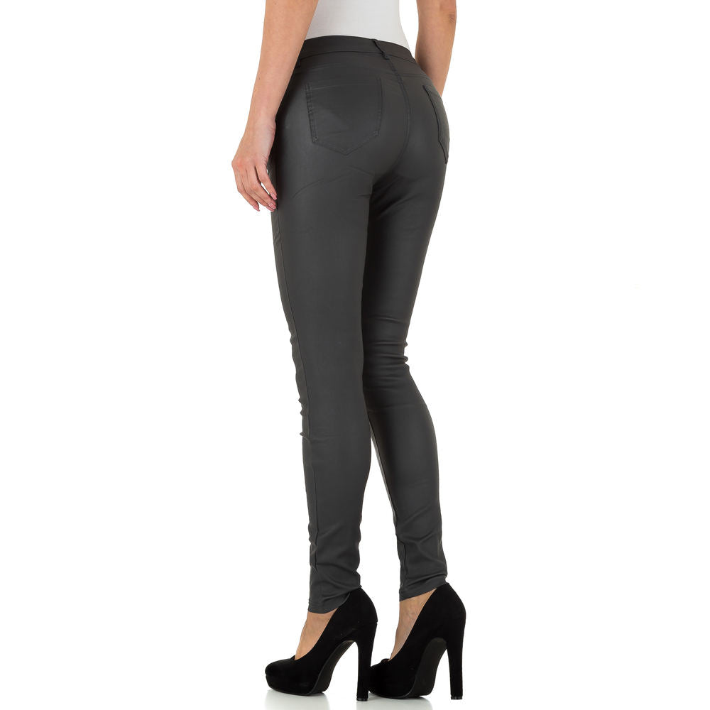 Hose Grey Grau Damen Glanzoptik Stretchig Skinny Schnitt Lederlook Stylisch - Kipamo