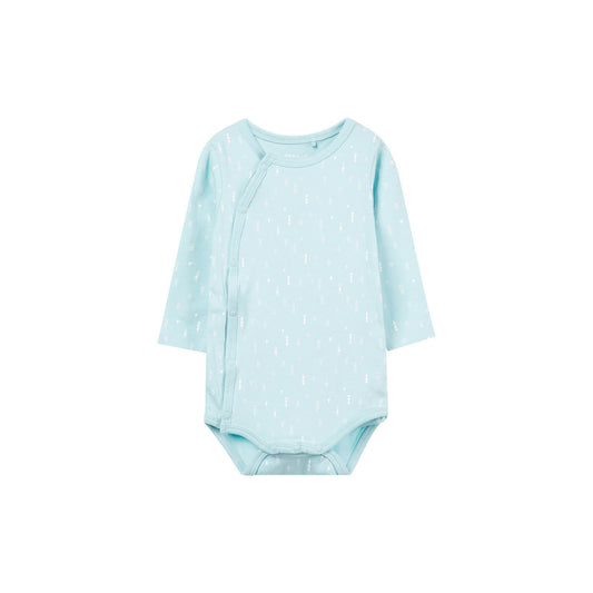 Name It Baby Wickelbody nameit Strampler Langarm Canal Blue Bio Unisex Größen 50 - 74