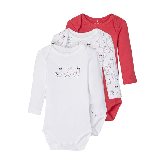 Name It 3 Paar Babybody Alpaka Claret Red nameit Strampler Langarm Body Größen 50 bis 98