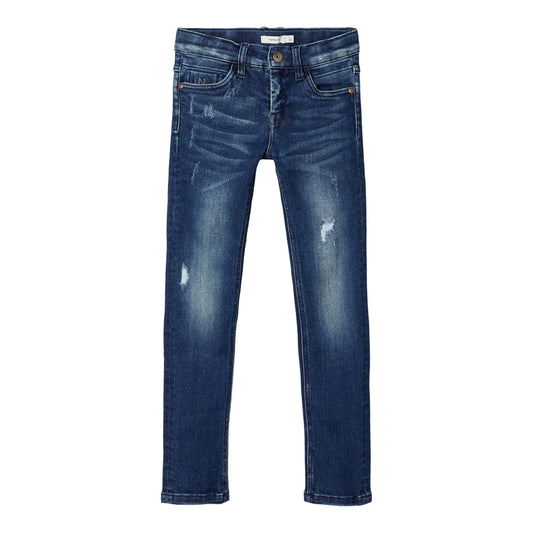 Name It Extra Slim Fit Jeans nameit Unisex Stretch Dark Blue Denim verstellbarer Bund