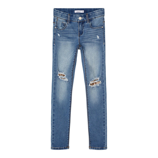 Name It Jeans Mädchen Stretch nameit Blau Trashlook Blue Denim Verstellbarer Bund