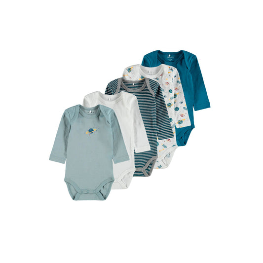 Name It 5 Paar Babybody Planeten nameit Strampler Langarm Body Größen 50 bis 98