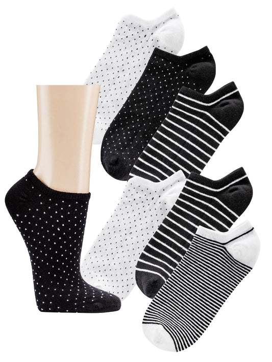 Sneaker Socken Punkte Streifen Schwarz Weiß Baumwolle - Kipamo