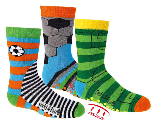 Kinder ABS Noppen Anti Rutsch Socken Jungen Mädchen Unisex Motiv Fußball Frottee