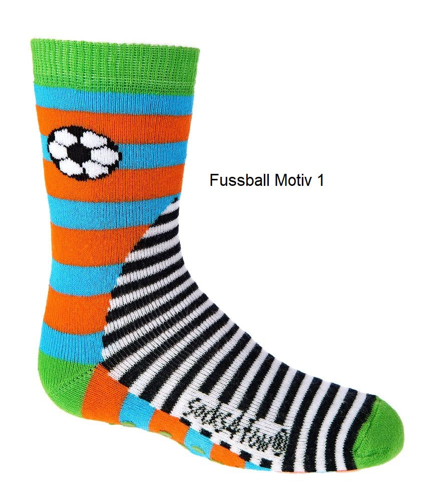 Kinder ABS Noppen Anti Rutsch Socken Jungen Mädchen Unisex Motiv Fußball Frottee