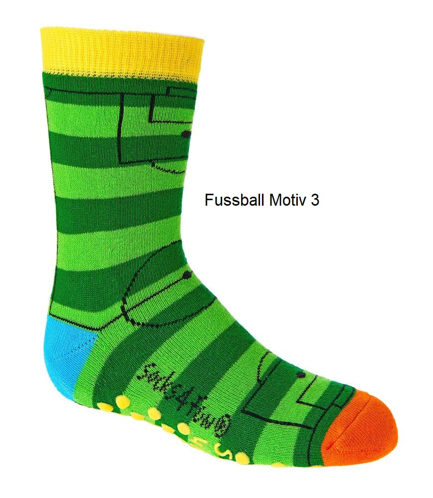 Kinder ABS Noppen Anti Rutsch Socken Jungen Mädchen Unisex Motiv Fußball Frottee