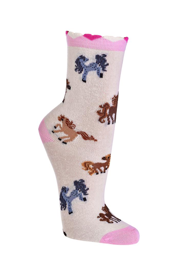 Pferdemotive 3 Paar Mädchen Pferde Socken Kinder Baumwolle