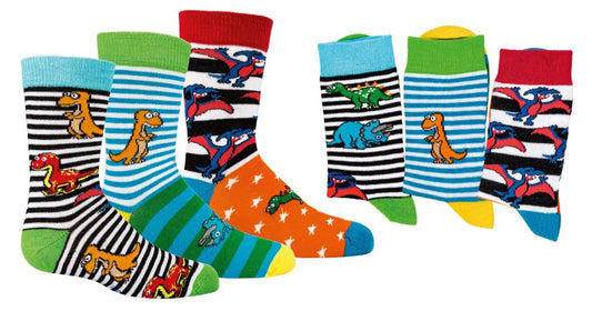 Kinder Socken Strumpf Jungen Mädchen Kleinkind lustige Dino Motive Baumwolle
