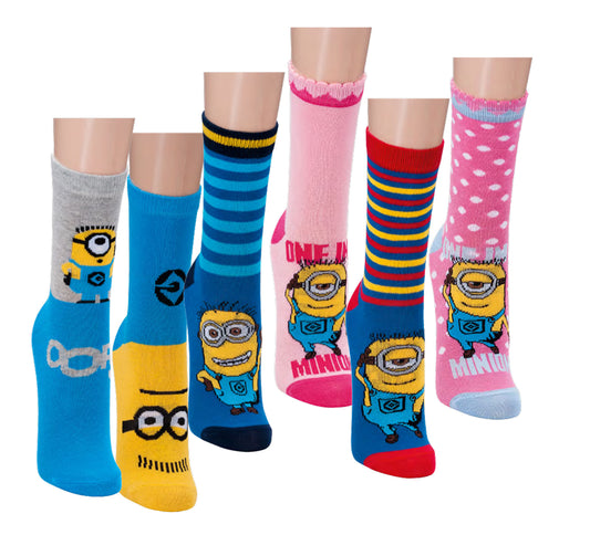 Minions Kinder lustige Socken gute Qualität Größe 23 bis 36 Lizenzware Baumwolle
