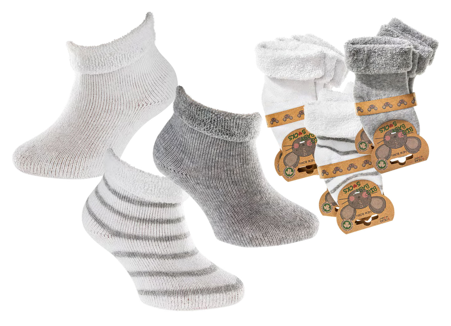 Erstling Socke Söckchen Baby Weiß Grau Ringel GOTS Zertifiziert Bio Baumwolle