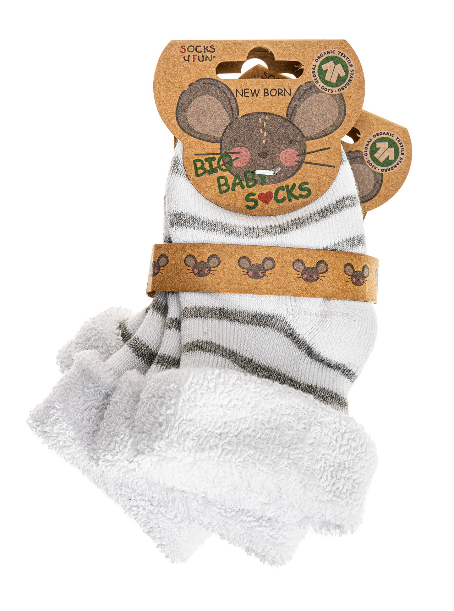 Erstling Socke Söckchen Baby Weiß Grau Ringel GOTS Zertifiziert Bio Baumwolle