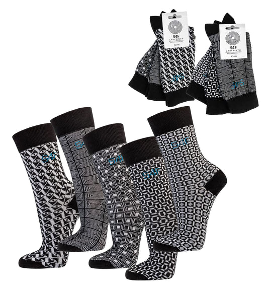 Socken ohne Gummi 3 Paar Modern 39/42 43/46 Schwarz Weiß Grau Baumwolle - Kipamo