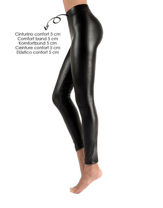 Calzitaly Leggings Thermo Lederoptik Glanzleggings - Kipamo
