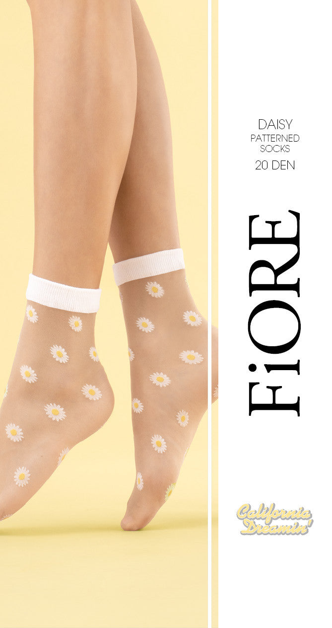 Fiore Daisy Statement Socks Gänseblümchen Feinsöckchen Nylon Strumpf Damen 20den - Kipamo