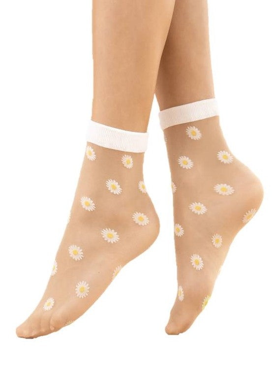 Fiore Daisy Statement Socks Gänseblümchen Feinsöckchen Nylon Strumpf Damen 20den - Kipamo