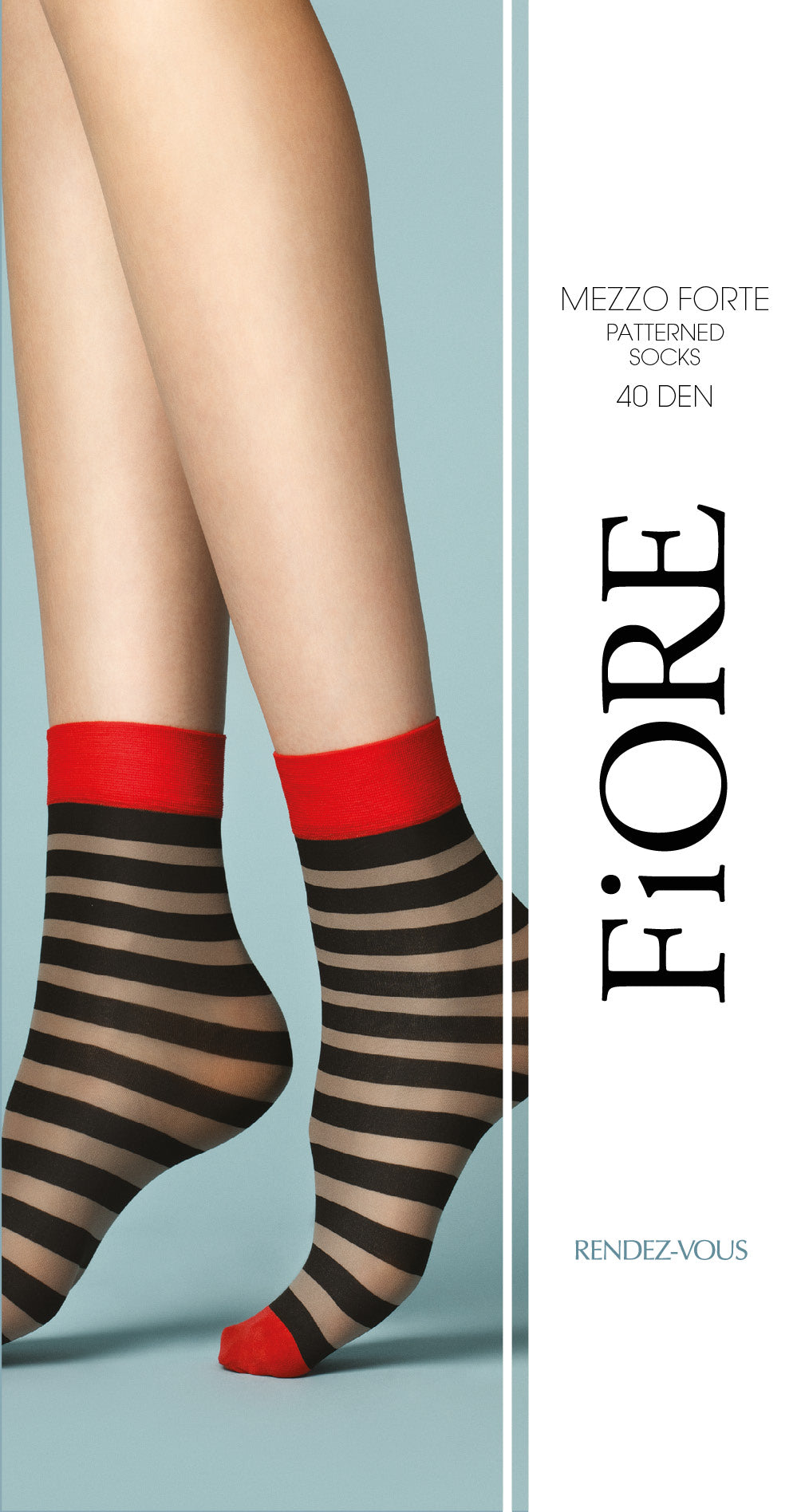 Fiore Mezzo Forte Statement Socks Feinsöckchen Strumpf Nylon Ringel Rot 40 den - Kipamo