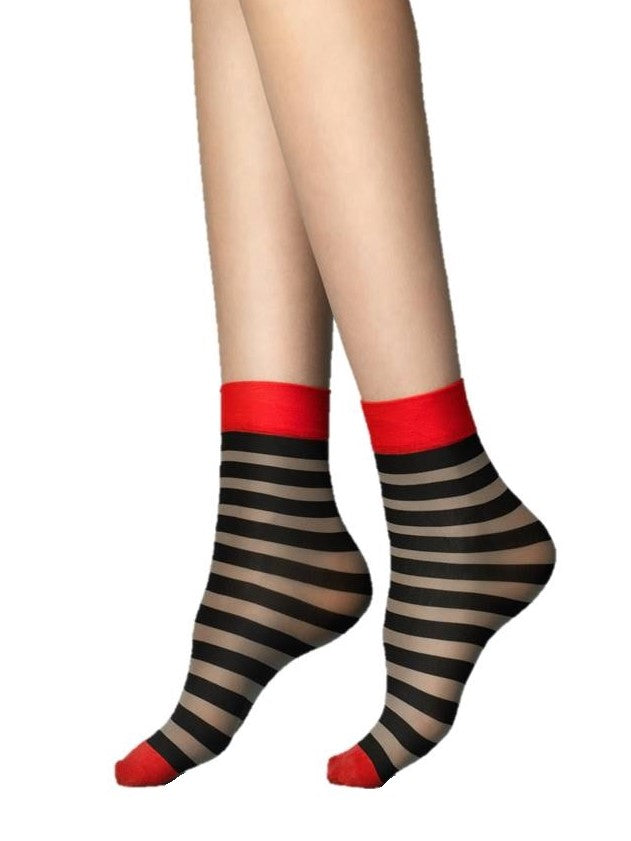 Fiore Mezzo Forte Statement Socks Feinsöckchen Strumpf Nylon Ringel Rot 40 den - Kipamo