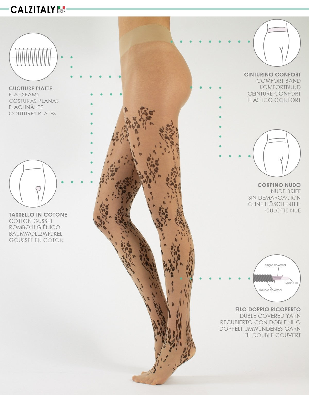 Calzitaly Nude Effect Tights Flower 20DEN - Kipamo